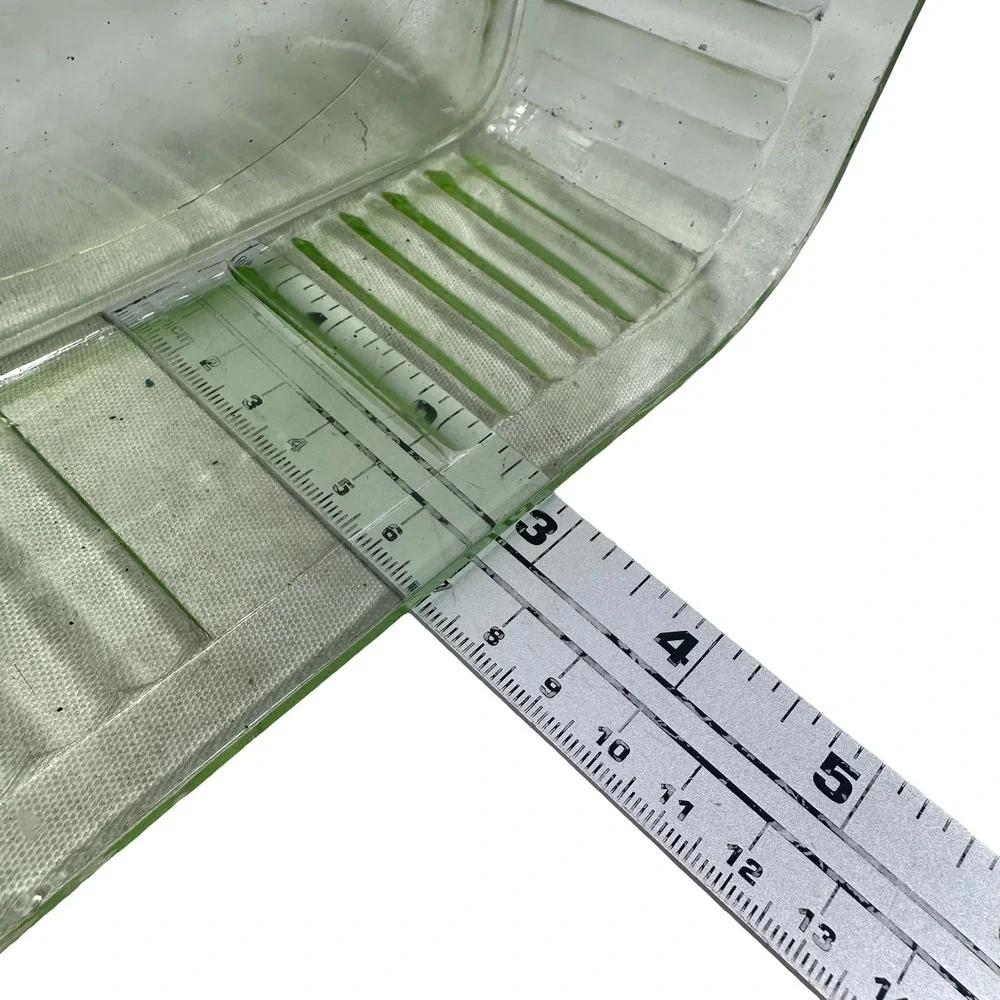 Vintage Green Uranium Depression Glass Ribbed Rectangular Refrigerator Dish